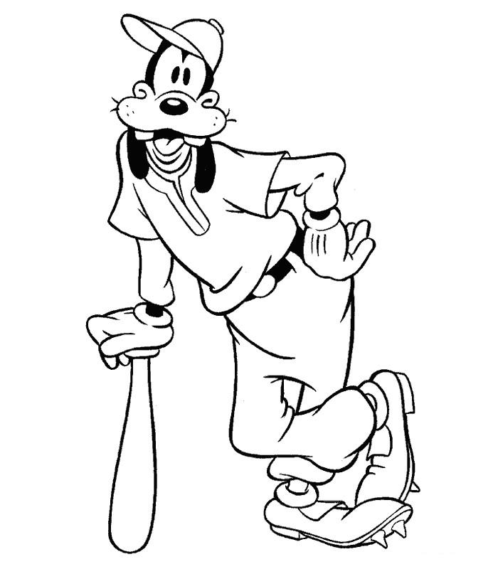 coloriage dingo joue au bass ball